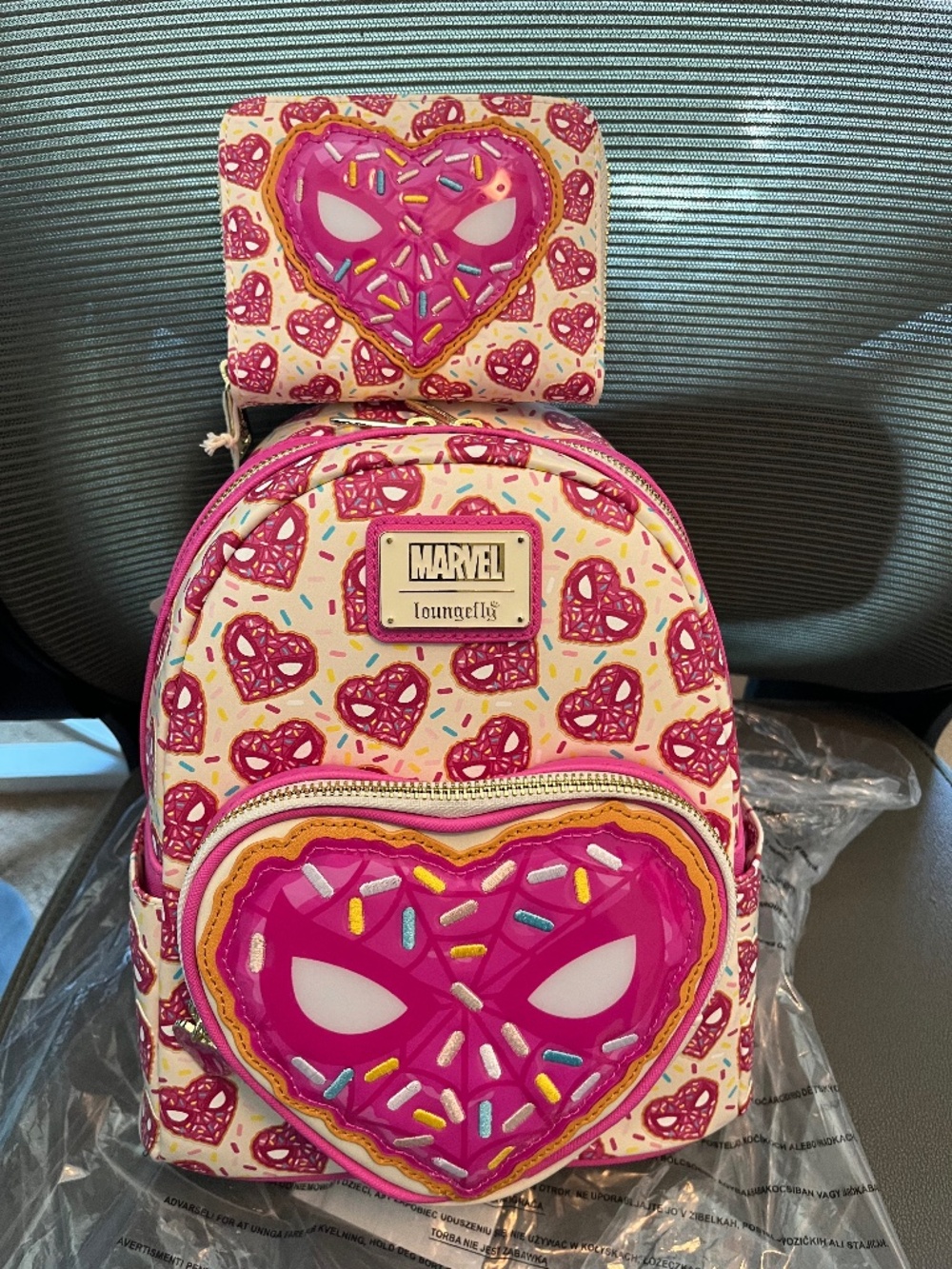 Spider-Man confetti loungefly backpack and wallets set